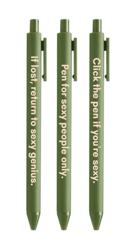 sexy people pen set 🌹 | gel click pen gift set | 3 pens in olive green sexy people pen set 🌹 | gel click pen gift set | 3 pens in olive green