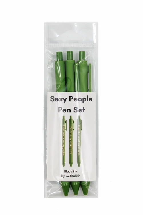 sexy people pen set 🌹 | gel click pen gift set | 3 pens in olive green sexy people pen set 🌹 | gel click pen gift set | 3 pens in olive green