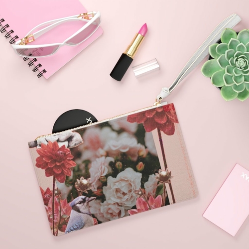 floral grunge design zipped clutch bag floral grunge design zipped clutch bag