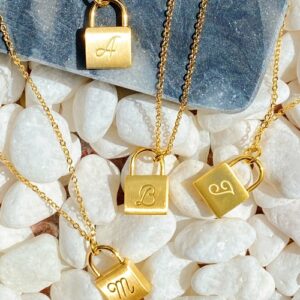 scripted notes locket initial necklace