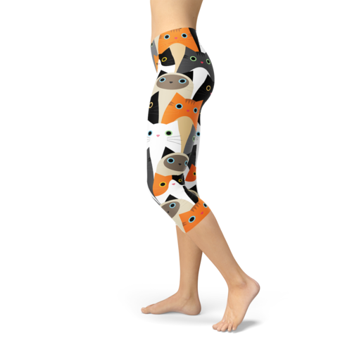 womens all over print cats capri leggings womens all over print cats capri leggings