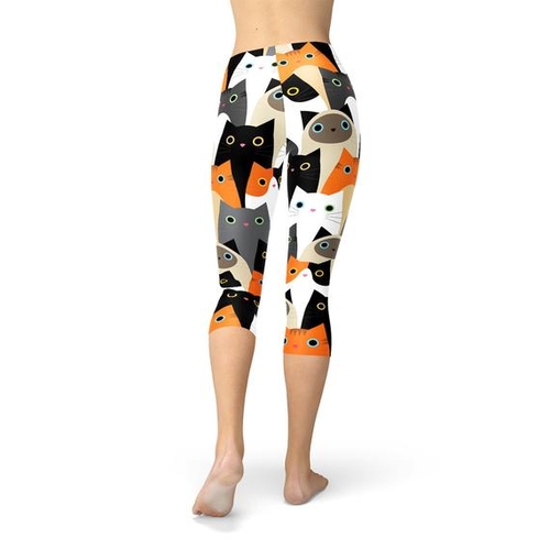 womens all over print cats capri leggings womens all over print cats capri leggings